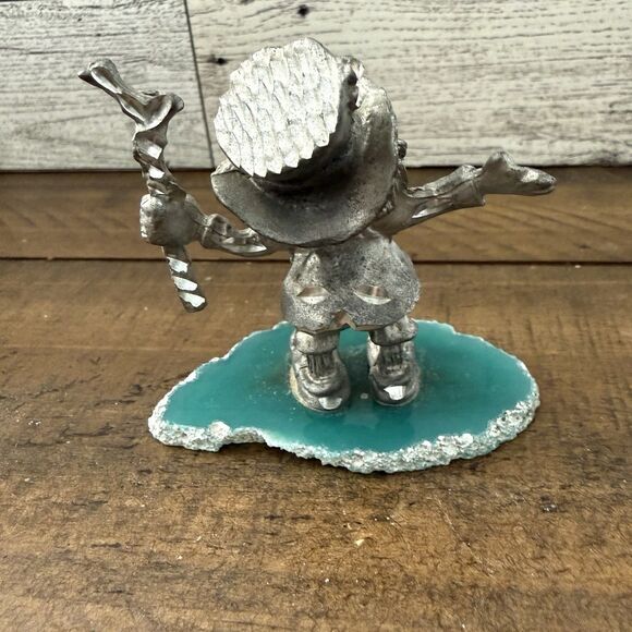 Vintage Lucky Pewter Irish Leprechaun Figurine St Patrick’s Day Stone Slab - Picture 3 of 5